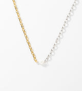 SMALL LINK CHAIN PEARL SETTING NECKLACE