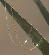 SMALL LINK CHAIN PEARL SETTING NECKLACE