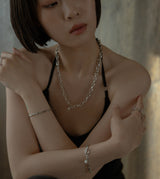 LINK CHAIN PEARL CHARM BRACELET