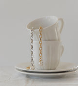 LINK CHAIN PEARL CHARM BRACELET