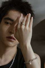 LINK CHAIN PEARL CHARM BRACELET