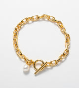 LINK CHAIN PEARL CHARM BRACELET