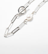 SQUARE CHAIN PEARL SETTING BRACELET