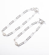 SQUARE CHAIN PEARL SETTING BRACELET