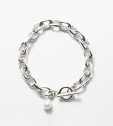 LARGE LINK CHAIN PEARL CHARM BRACELET 【一部予約注文:1/22頃発送】
