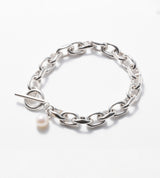 LARGE LINK CHAIN PEARL CHARM BRACELET 【一部予約注文:1/22頃発送】