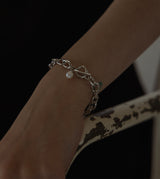 LARGE LINK CHAIN PEARL CHARM BRACELET