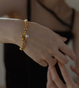 LARGE LINK CHAIN PEARL CHARM BRACELET 【一部予約注文:1/22頃発送】