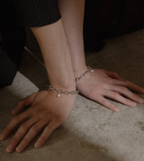 LARGE LINK CHAIN PEARL CHARM BRACELET