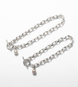 LINK CHAIN GRAY PEARL CHARM BRACELET