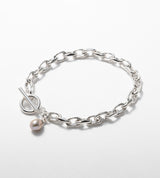 LINK CHAIN GRAY PEARL CHARM BRACELET