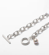 LINK CHAIN GRAY PEARL CHARM BRACELET
