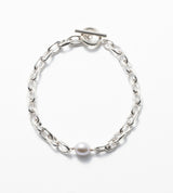 LINK CHAIN GRAY PEARL SETTING BRACELET