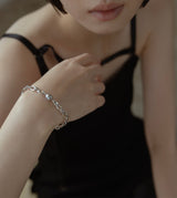 LINK CHAIN GRAY PEARL SETTING BRACELET