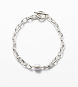 LINK CHAIN GRAY PEARL SETTING BRACELET