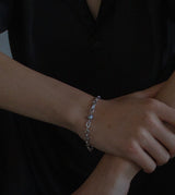 LINK CHAIN GRAY PEARL SETTING BRACELET