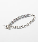 LINK CHAIN GRAY PEARL LINE BRACELET