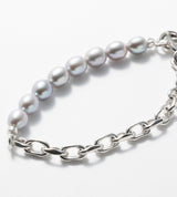 LINK CHAIN GRAY PEARL LINE BRACELET