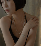 LINK CHAIN GRAY PEARL LINE BRACELET