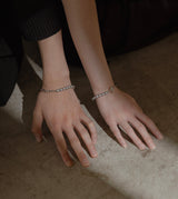 LINK CHAIN GRAY PEARL LINE BRACELET