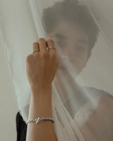 LINK CHAIN GRAY PEARL LINE BRACELET