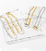 SMALL LINK CHAIN PEARL CHARM BRACELET