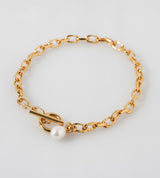 Fine Link Chain Pearl Charm Bracelet