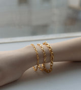 SMALL LINK CHAIN PEARL CHARM BRACELET