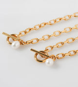 Fine Link Chain Pearl Charm Bracelet
