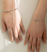 SMALL LINK CHAIN PEARL CHARM BRACELET