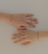 SMALL LINK CHAIN PEARL CHARM BRACELET