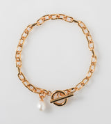 Fine Link Chain Pearl Charm Bracelet