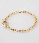 Fine Link Chain Pearl Charm Bracelet