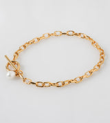 Fine Link Chain Pearl Charm Bracelet