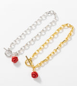 【数量限定】 LINK CHAIN ROSE CHARM BRACELET