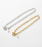 SMALL LINK CHAIN PEARL CHARM ANKLET