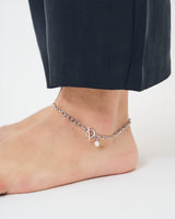 SMALL LINK CHAIN PEARL CHARM ANKLET