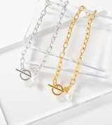 SMALL LINK CHAIN PEARL CHARM ANKLET