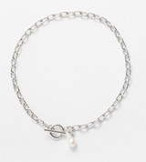 SMALL LINK CHAIN PEARL CHARM ANKLET