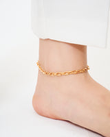 SMALL LINK CHAIN PEARL CHARM ANKLET