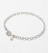 SMALL LINK CHAIN PEARL CHARM ANKLET