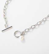 SMALL LINK CHAIN PEARL CHARM ANKLET