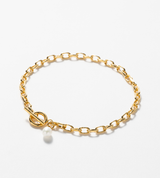 SMALL LINK CHAIN PEARL CHARM ANKLET