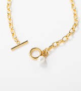 SMALL LINK CHAIN PEARL CHARM ANKLET