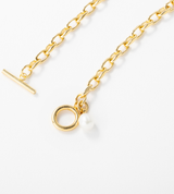 SMALL LINK CHAIN PEARL CHARM ANKLET