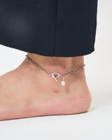 SQUARE CHAIN PEARL CHARM ANKLET