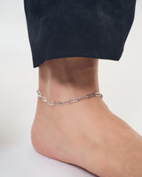 SQUARE CHAIN PEARL CHARM ANKLET
