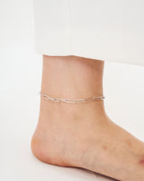 SQUARE CHAIN PEARL CHARM ANKLET