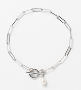 SQUARE CHAIN PEARL CHARM ANKLET