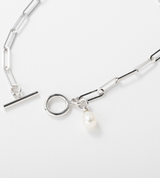 SQUARE CHAIN PEARL CHARM ANKLET